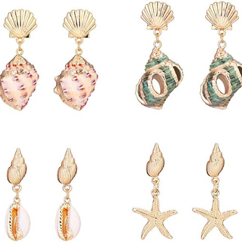 Shell Earrings Set Acrylic Drop Dangle